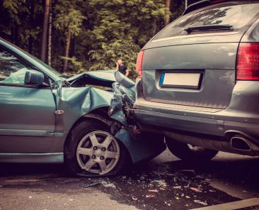 Image of a auto accident involving two cars.